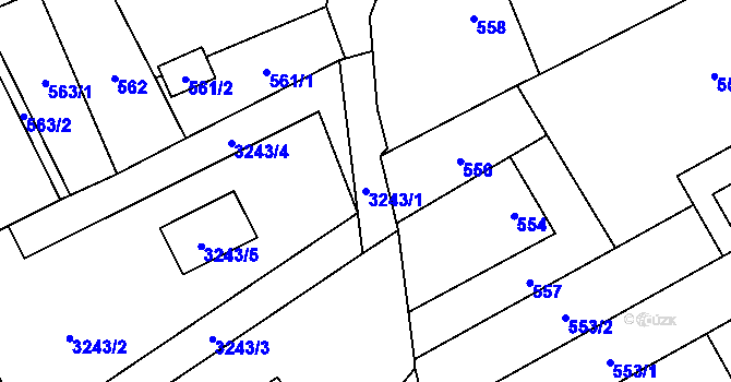 Parcela st. 3243/1 v KÚ Návsí, Katastrální mapa