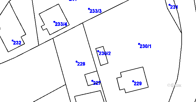 Parcela st. 230/2 v KÚ Návsí, Katastrální mapa