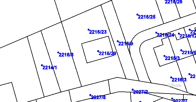 Parcela st. 2216/29 v KÚ Návsí, Katastrální mapa