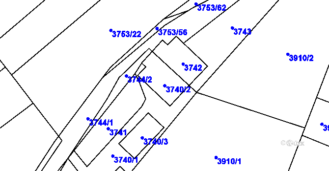 Parcela st. 3740/2 v KÚ Návsí, Katastrální mapa