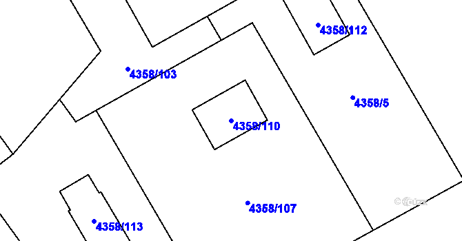Parcela st. 4358/110 v KÚ Návsí, Katastrální mapa