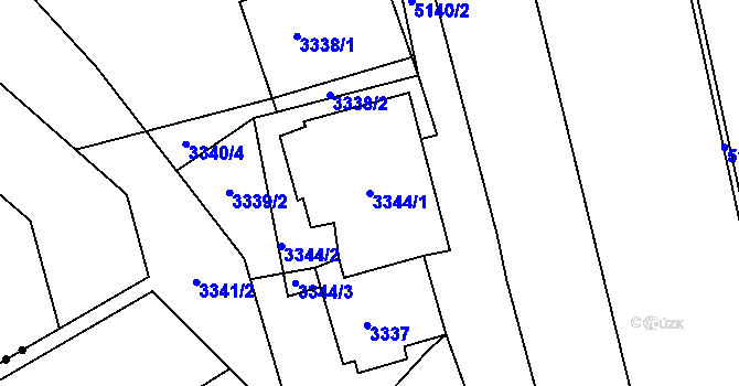 Parcela st. 3344/1 v KÚ Návsí, Katastrální mapa