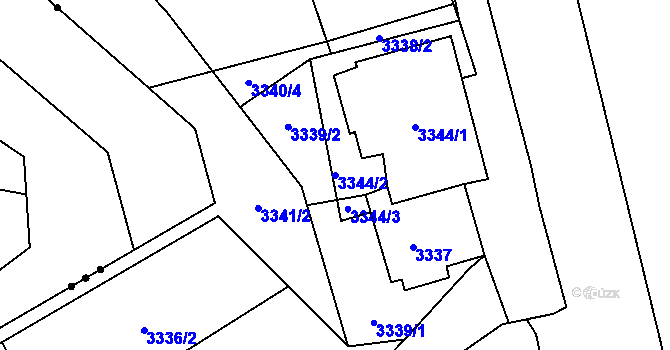Parcela st. 3344/2 v KÚ Návsí, Katastrální mapa