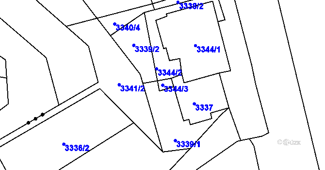 Parcela st. 3344/3 v KÚ Návsí, Katastrální mapa