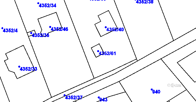 Parcela st. 4352/61 v KÚ Návsí, Katastrální mapa