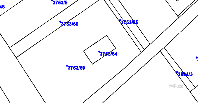 Parcela st. 3753/64 v KÚ Návsí, Katastrální mapa