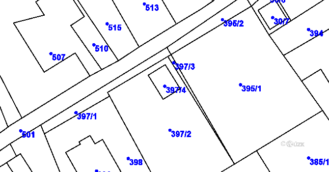Parcela st. 397/4 v KÚ Návsí, Katastrální mapa