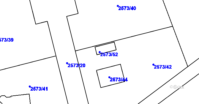 Parcela st. 2573/52 v KÚ Návsí, Katastrální mapa