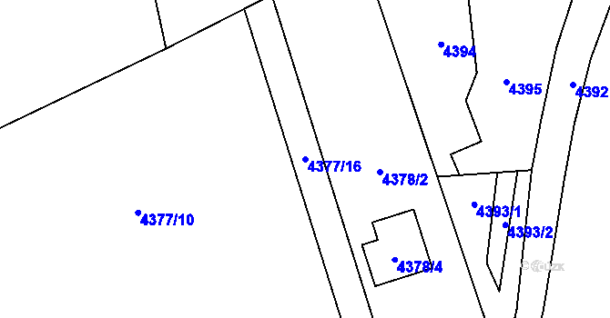 Parcela st. 4377/16 v KÚ Návsí, Katastrální mapa
