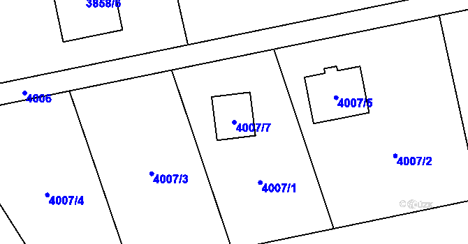 Parcela st. 4007/7 v KÚ Návsí, Katastrální mapa