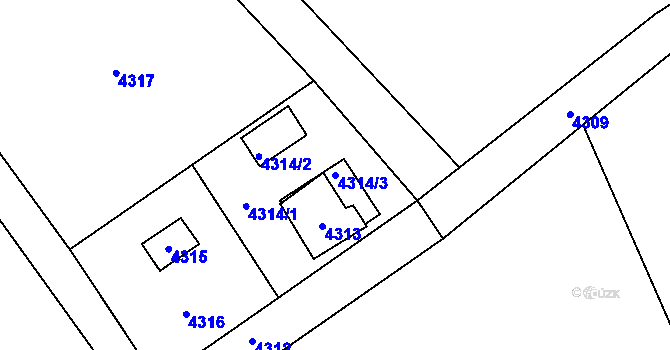 Parcela st. 4314/3 v KÚ Návsí, Katastrální mapa