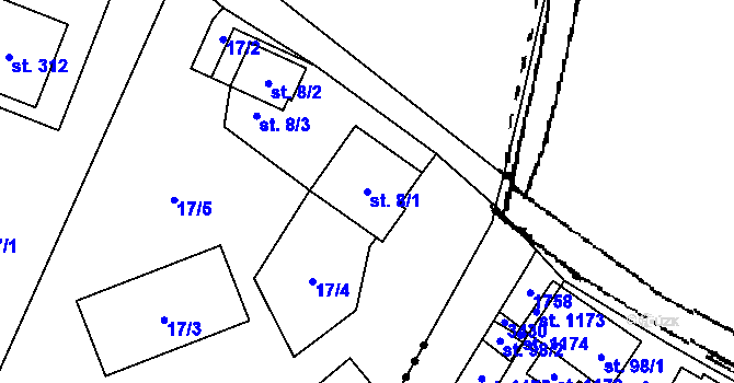 Parcela st. 8/1 v KÚ Písečná u Jablunkova, Katastrální mapa
