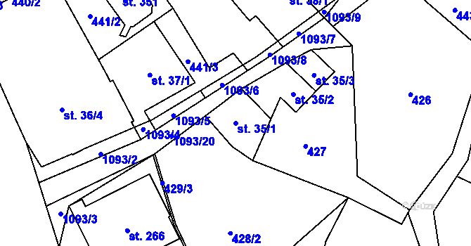 Parcela st. 35/1 v KÚ Písečná u Jablunkova, Katastrální mapa