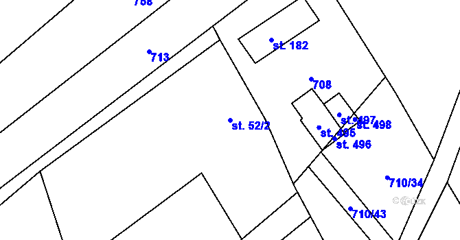 Parcela st. 52/2 v KÚ Písečná u Jablunkova, Katastrální mapa