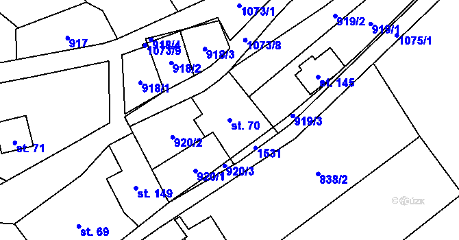 Parcela st. 70 v KÚ Písečná u Jablunkova, Katastrální mapa