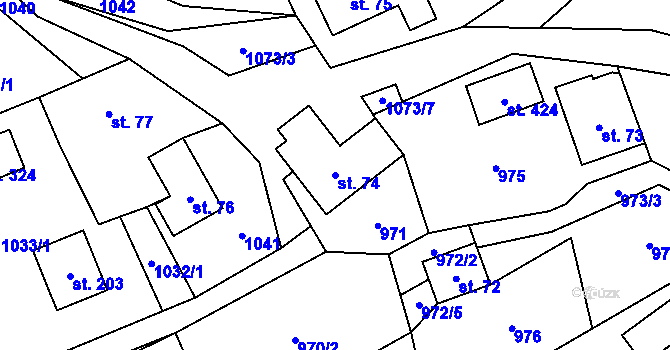 Parcela st. 74 v KÚ Písečná u Jablunkova, Katastrální mapa