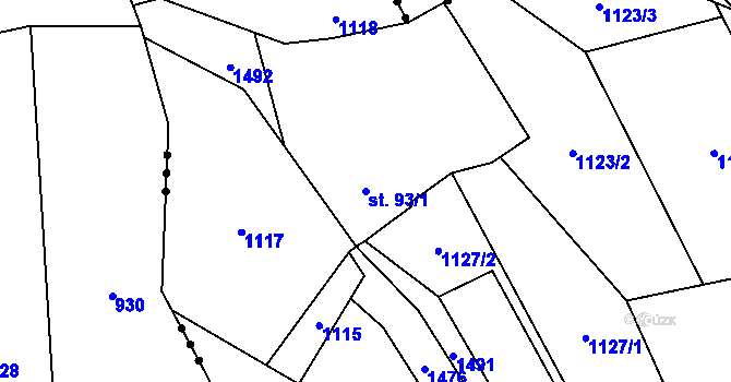 Parcela st. 93/1 v KÚ Písečná u Jablunkova, Katastrální mapa