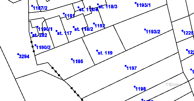 Parcela st. 119 v KÚ Písečná u Jablunkova, Katastrální mapa