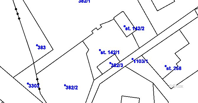 Parcela st. 142 v KÚ Písečná u Jablunkova, Katastrální mapa