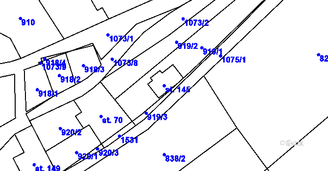 Parcela st. 145 v KÚ Písečná u Jablunkova, Katastrální mapa