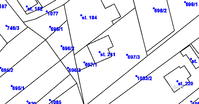 Parcela st. 241 v KÚ Písečná u Jablunkova, Katastrální mapa
