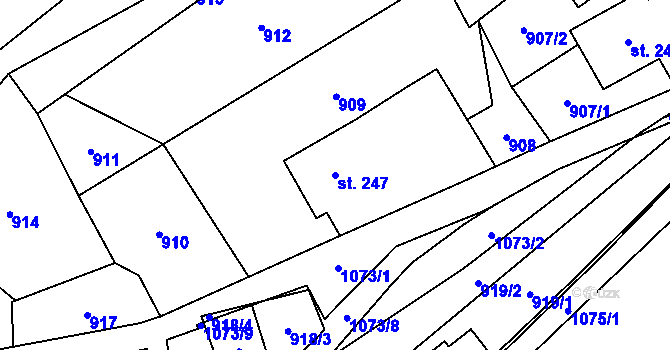 Parcela st. 247 v KÚ Písečná u Jablunkova, Katastrální mapa
