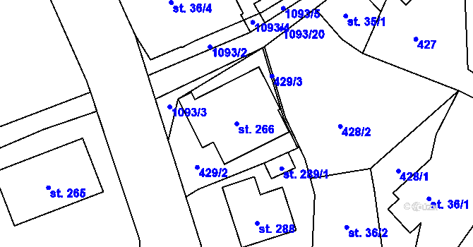 Parcela st. 266 v KÚ Písečná u Jablunkova, Katastrální mapa