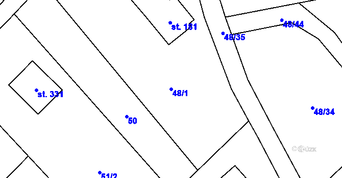 Parcela st. 48/1 v KÚ Písečná u Jablunkova, Katastrální mapa