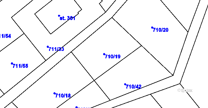 Parcela st. 710/19 v KÚ Písečná u Jablunkova, Katastrální mapa