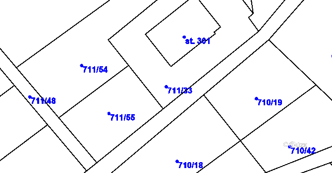 Parcela st. 711/33 v KÚ Písečná u Jablunkova, Katastrální mapa