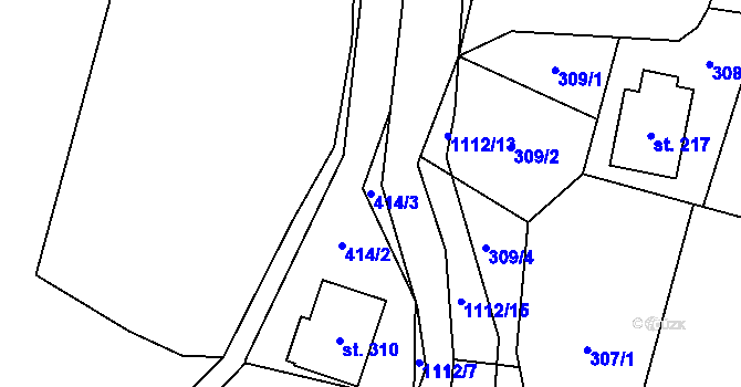 Parcela st. 414/3 v KÚ Písečná u Jablunkova, Katastrální mapa
