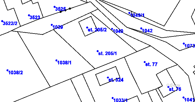 Parcela st. 205/1 v KÚ Písečná u Jablunkova, Katastrální mapa