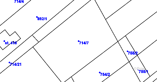 Parcela st. 714/7 v KÚ Písečná u Jablunkova, Katastrální mapa
