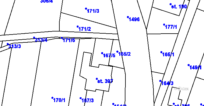Parcela st. 167/5 v KÚ Písečná u Jablunkova, Katastrální mapa