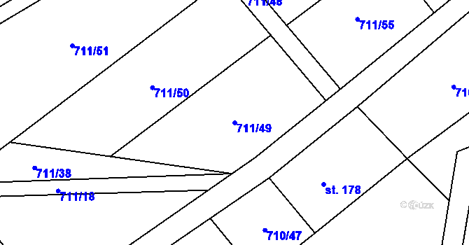 Parcela st. 711/49 v KÚ Písečná u Jablunkova, Katastrální mapa
