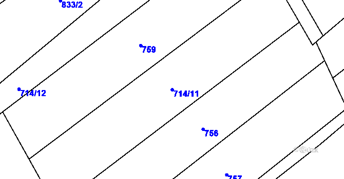 Parcela st. 714/11 v KÚ Písečná u Jablunkova, Katastrální mapa