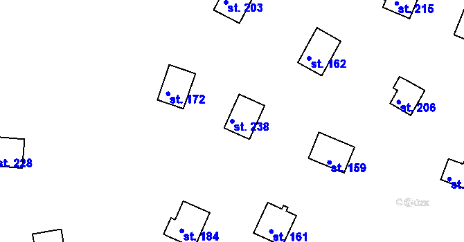 Parcela st. 238 v KÚ Jackov, Katastrální mapa