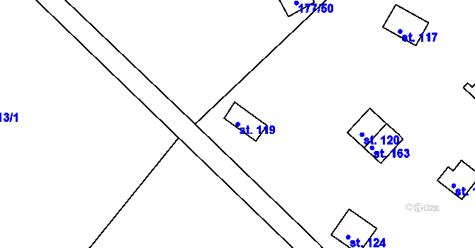 Parcela st. 119 v KÚ Jackov, Katastrální mapa
