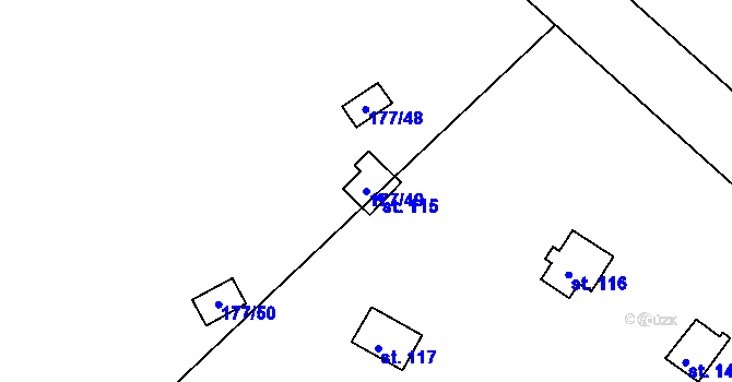 Parcela st. 177/49 v KÚ Jackov, Katastrální mapa