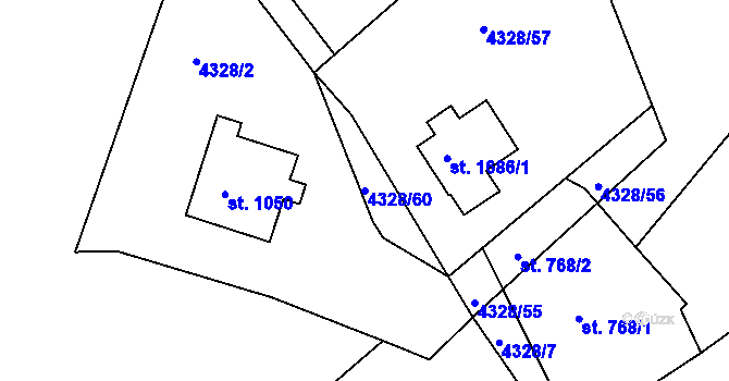 Parcela st. 4328/60 v KÚ Jáchymov, Katastrální mapa