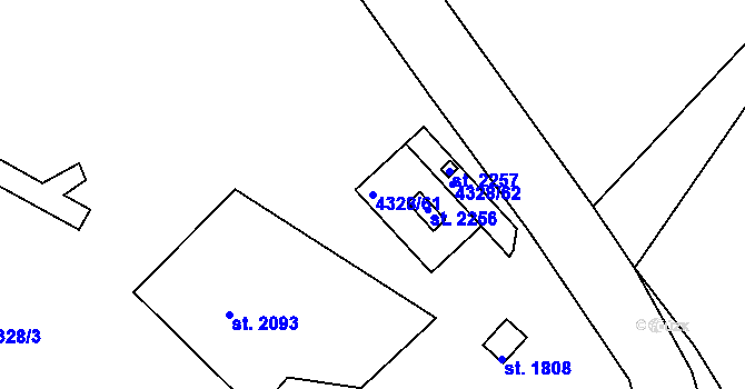 Parcela st. 4328/61 v KÚ Jáchymov, Katastrální mapa