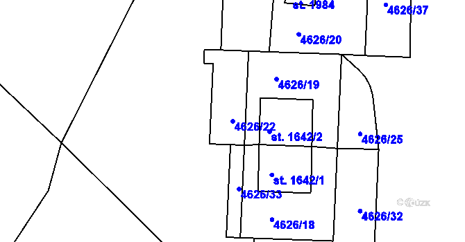 Parcela st. 4626/22 v KÚ Jáchymov, Katastrální mapa