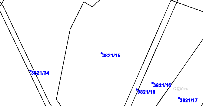 Parcela st. 3821/15 v KÚ Jáchymov, Katastrální mapa