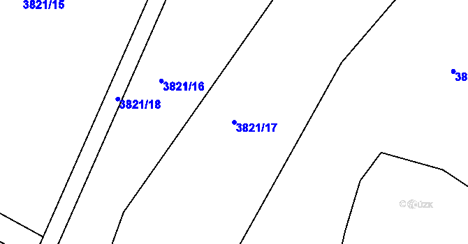 Parcela st. 3821/17 v KÚ Jáchymov, Katastrální mapa