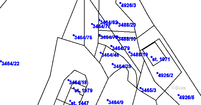 Parcela st. 3464/48 v KÚ Jáchymov, Katastrální mapa