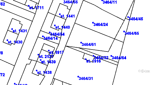 Parcela st. 3464/61 v KÚ Jáchymov, Katastrální mapa