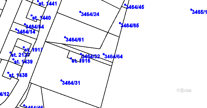 Parcela st. 3464/64 v KÚ Jáchymov, Katastrální mapa