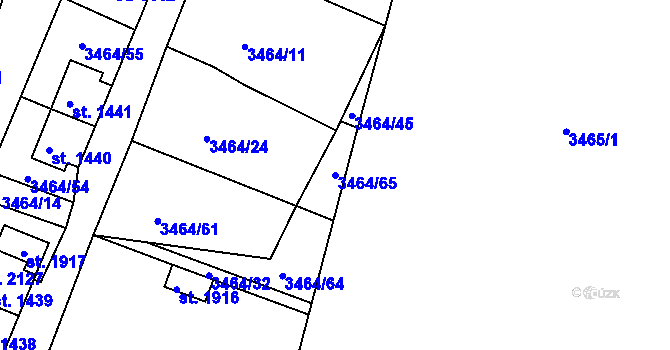 Parcela st. 3464/65 v KÚ Jáchymov, Katastrální mapa