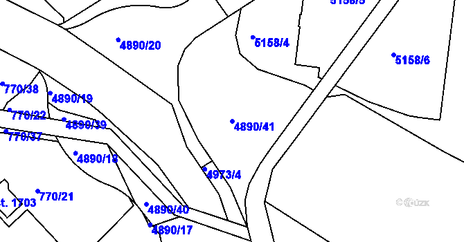 Parcela st. 4890/41 v KÚ Jáchymov, Katastrální mapa