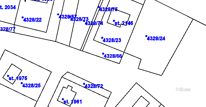Parcela st. 4328/66 v KÚ Jáchymov, Katastrální mapa